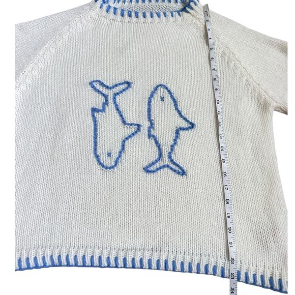 Forever 21 White Blue Whale Embroidered Knit Sweater Women’s M EU 38 US 6 - Picture 8 of 8